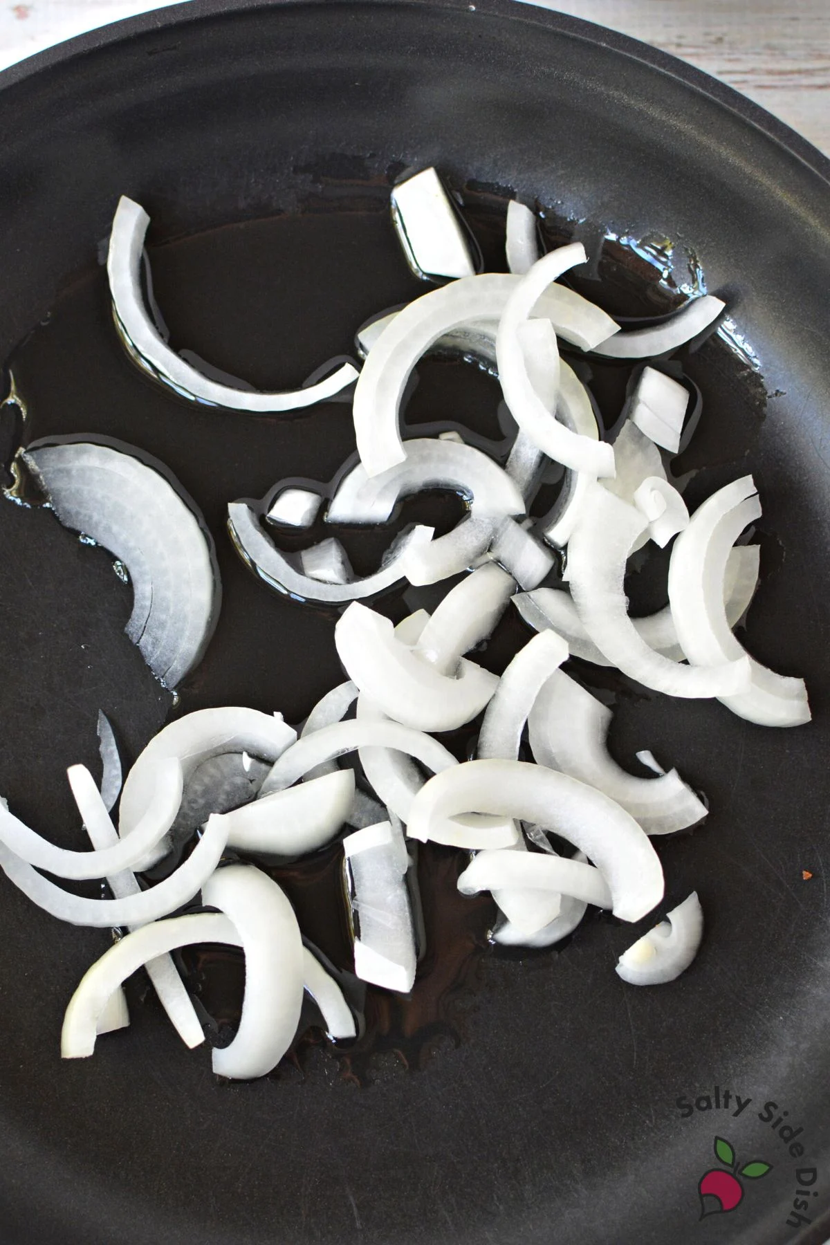 frying onions in oil.