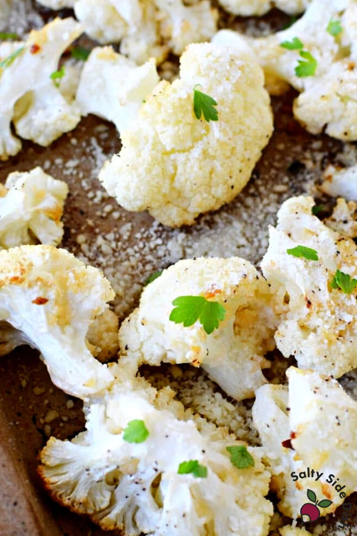 roasted cauliflower on a sheetpan.