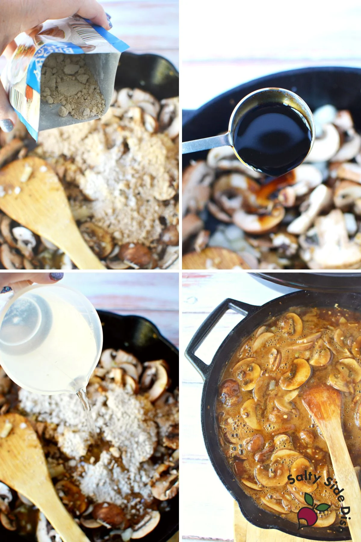 add gravy ingredients to cast iron pan and simmer.