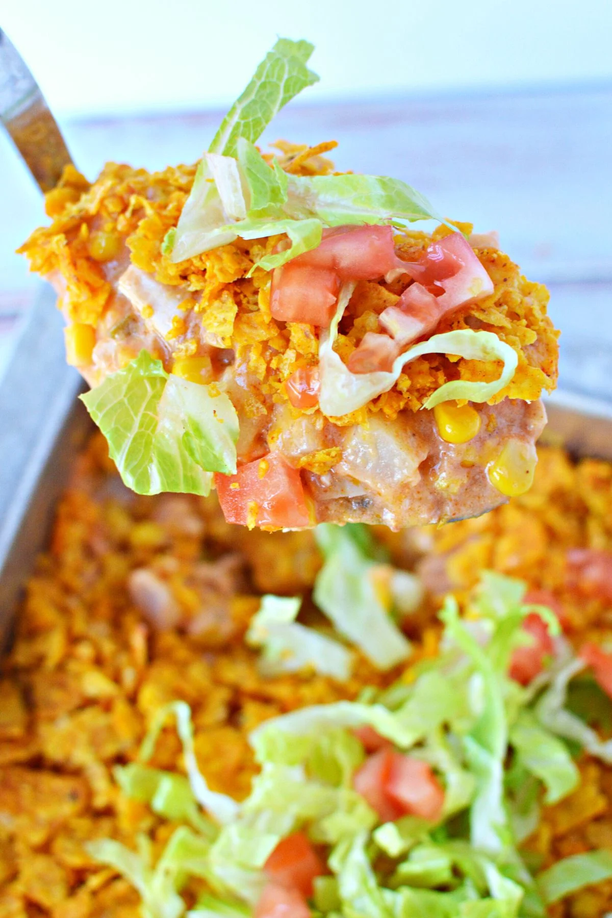 spoonful of Doritos casserole.