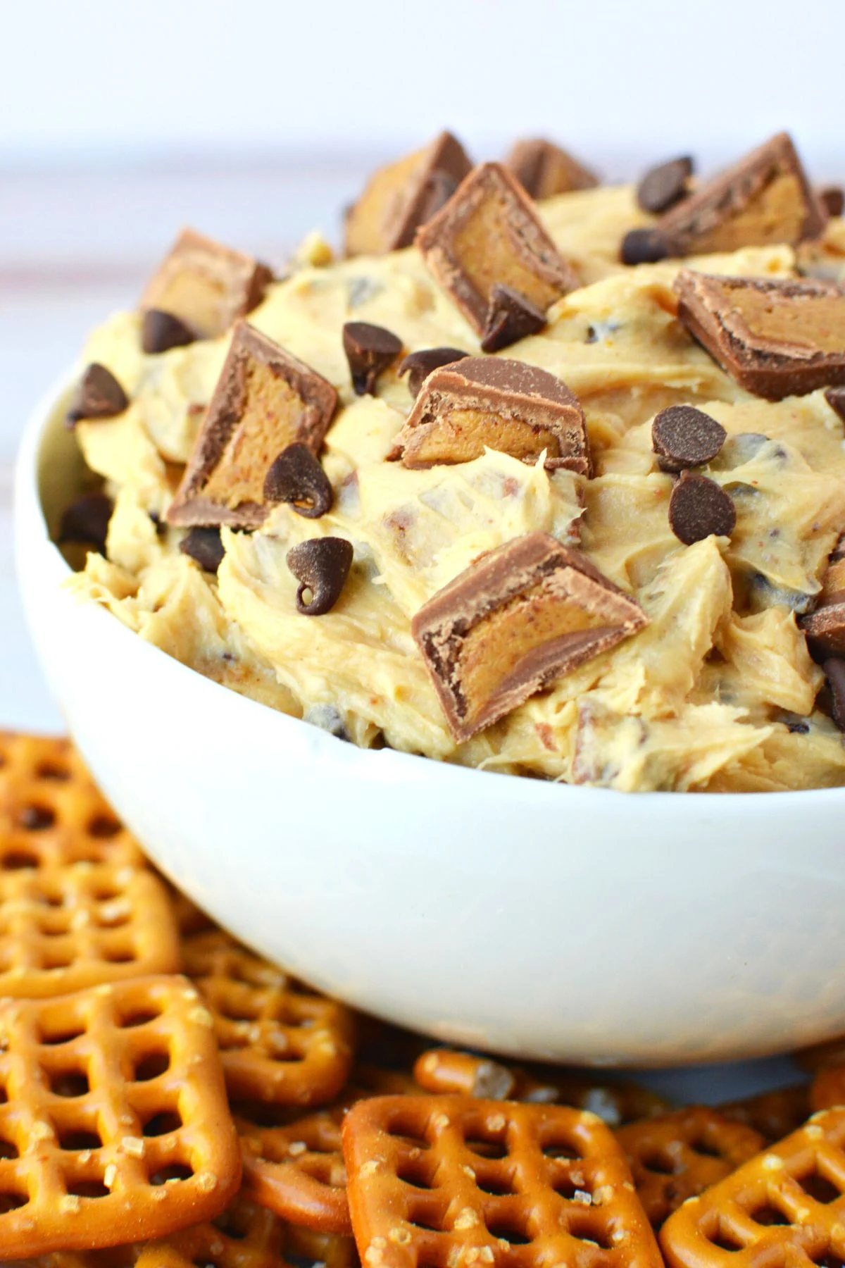 bowl of peanut butter cream cheese dip.