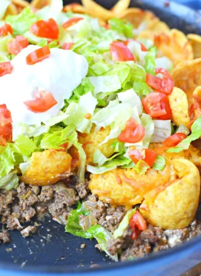 easy walking taco casserole with fritos.