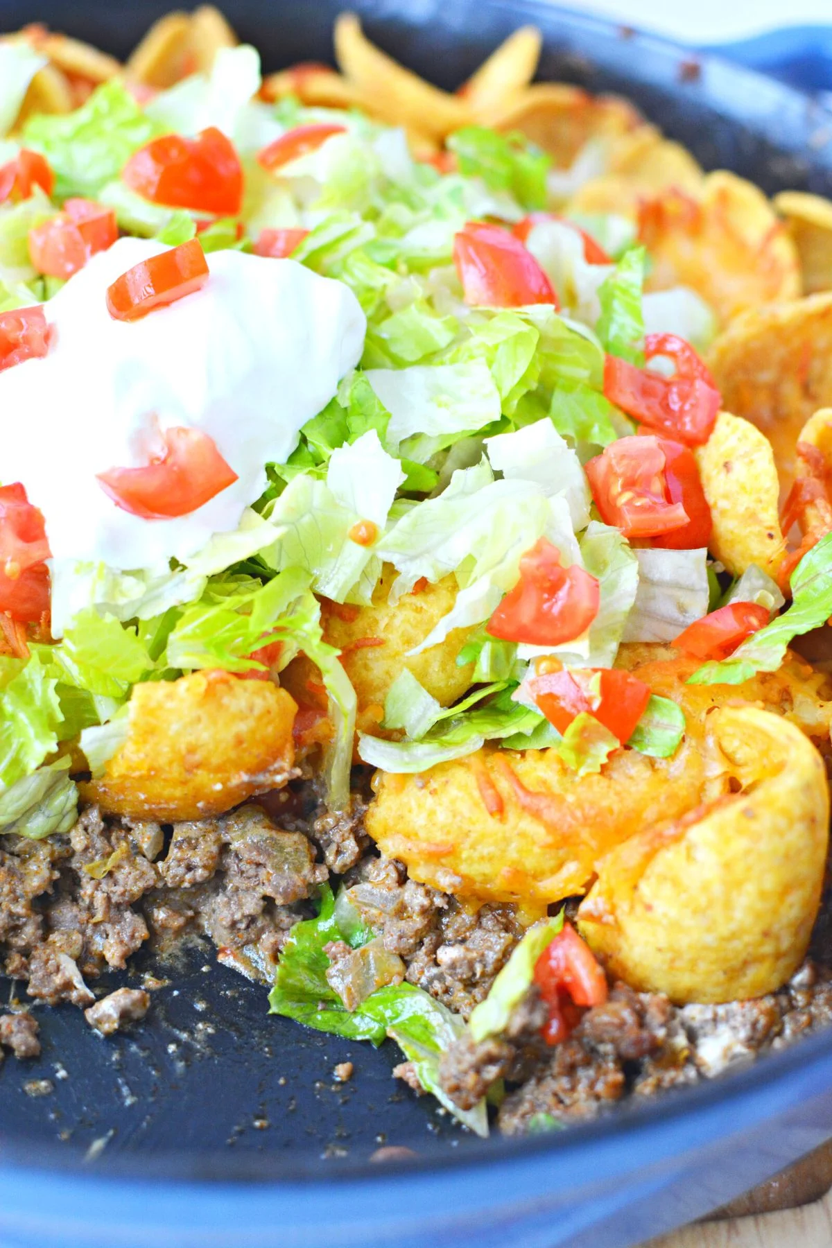 easy walking taco casserole with fritos.