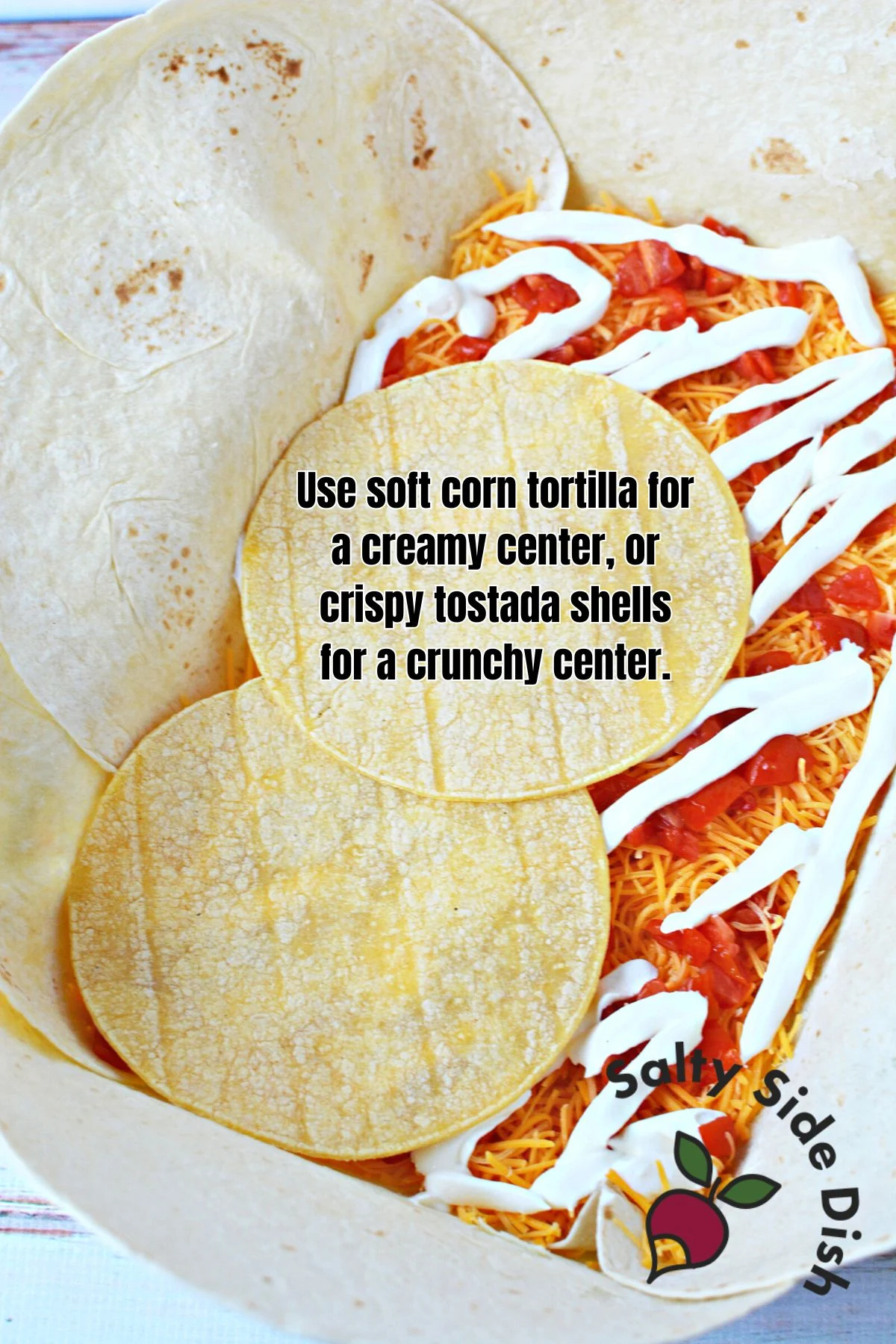 adding overlapping shells in center of the taco lasagna casserole