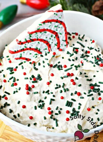 tiktok viral little debbie christmas tree dip in a bowl.