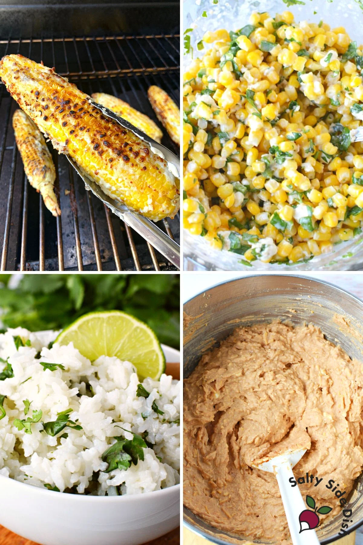 4 different side dish options for taco night
