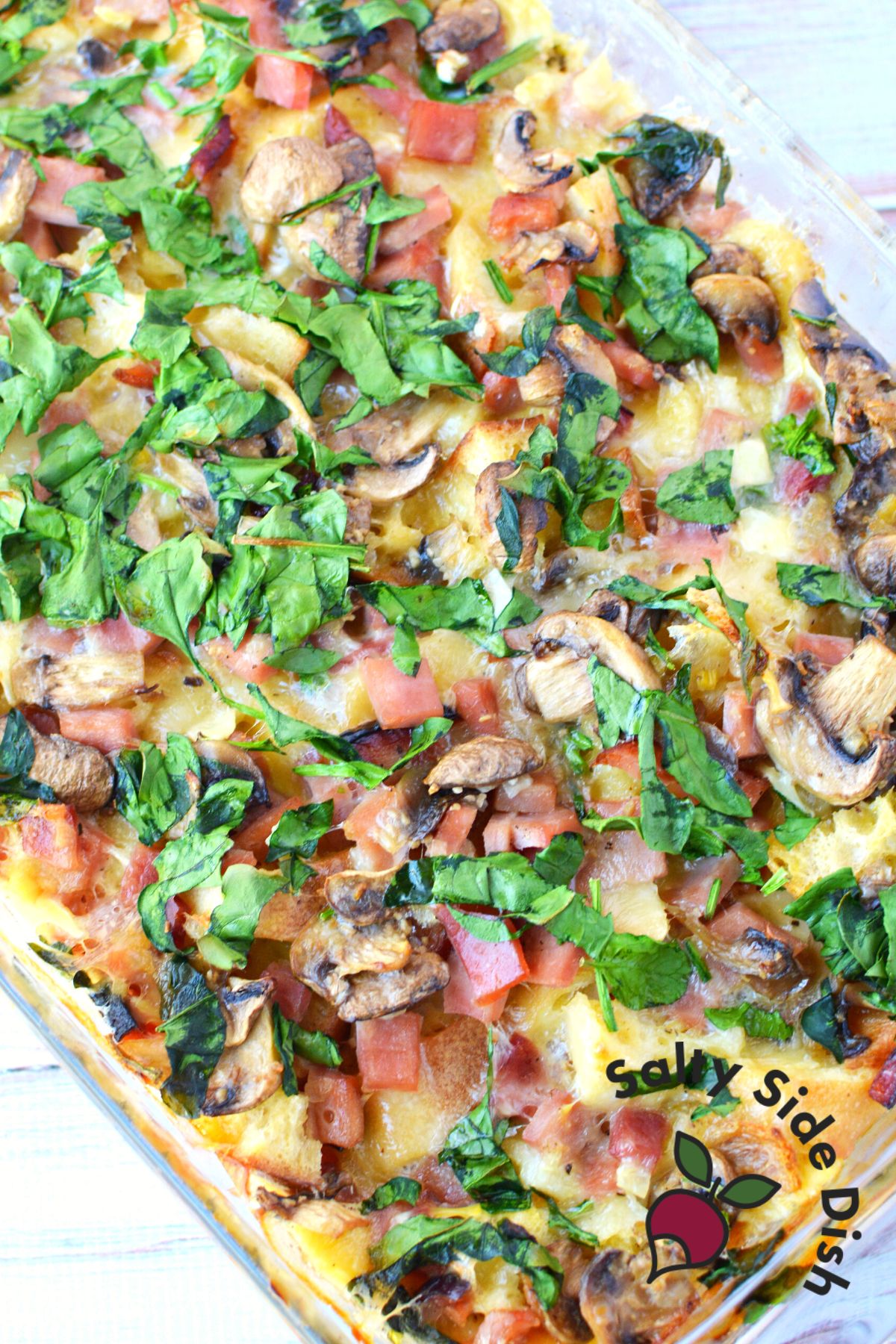cooked ham and cheese strata.