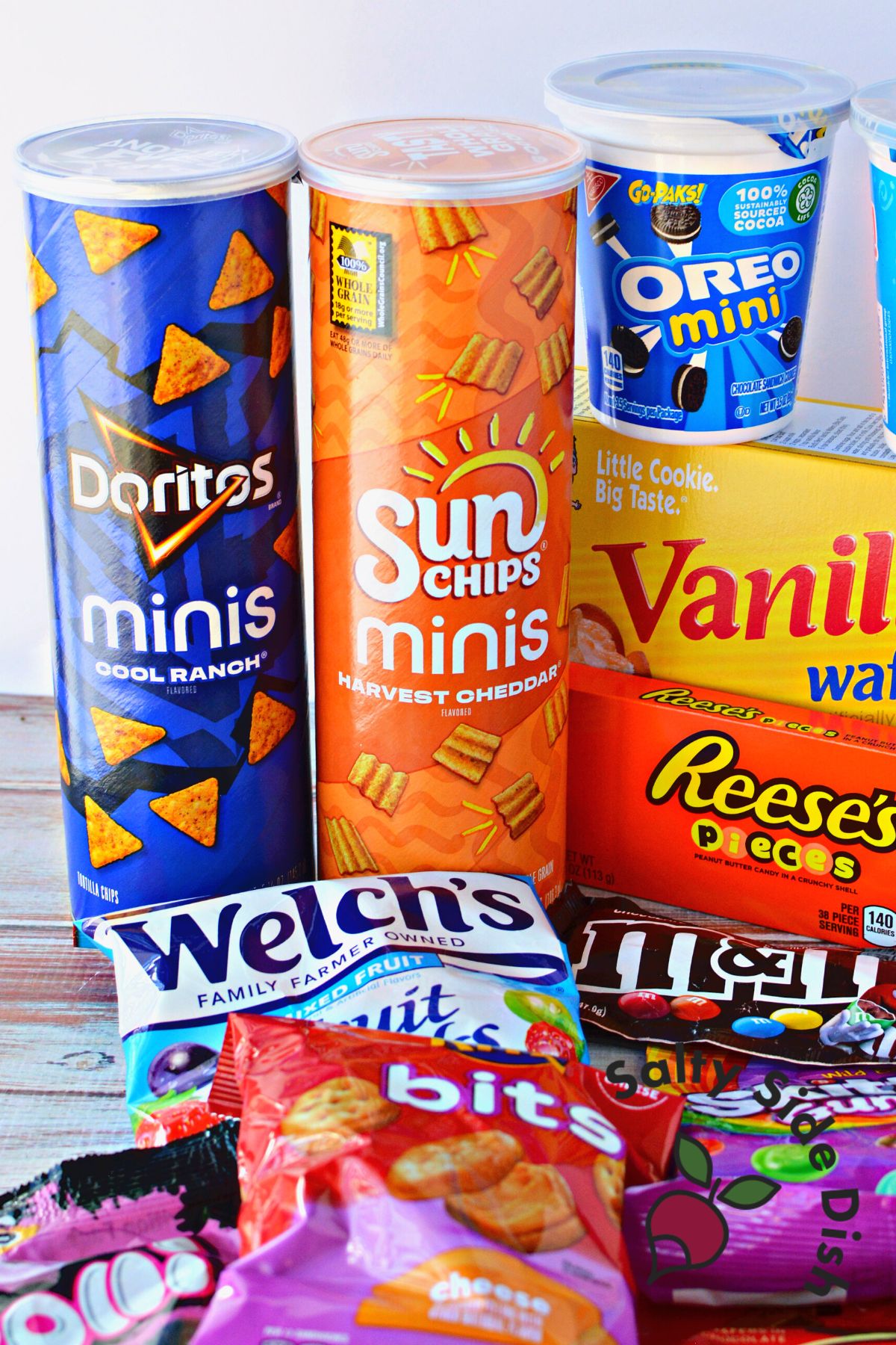 a variety of snacks together.