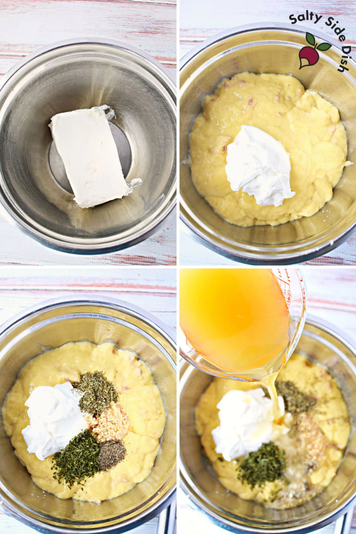 combine cream cheese and ingredients for chicken tetrazzini bake.
