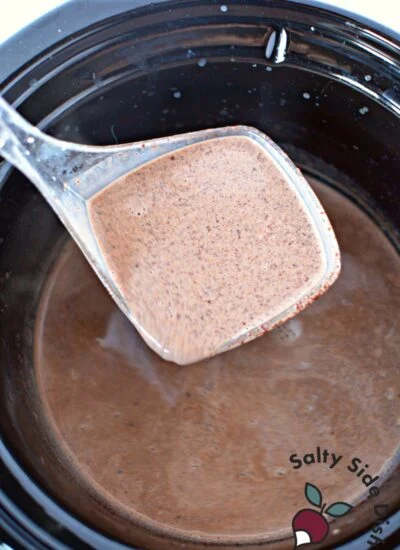 ladle hot chocolate from crock pot.
