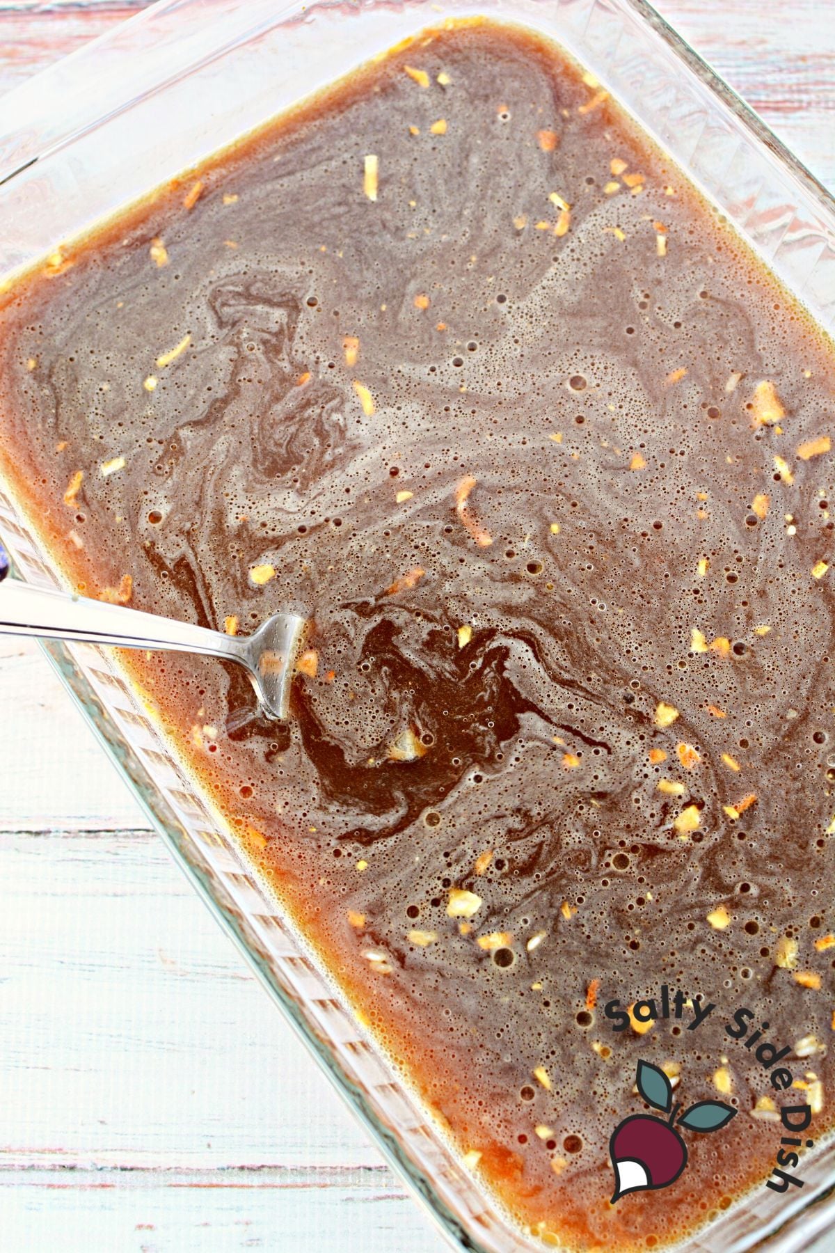 mix up rice in casserole dish.