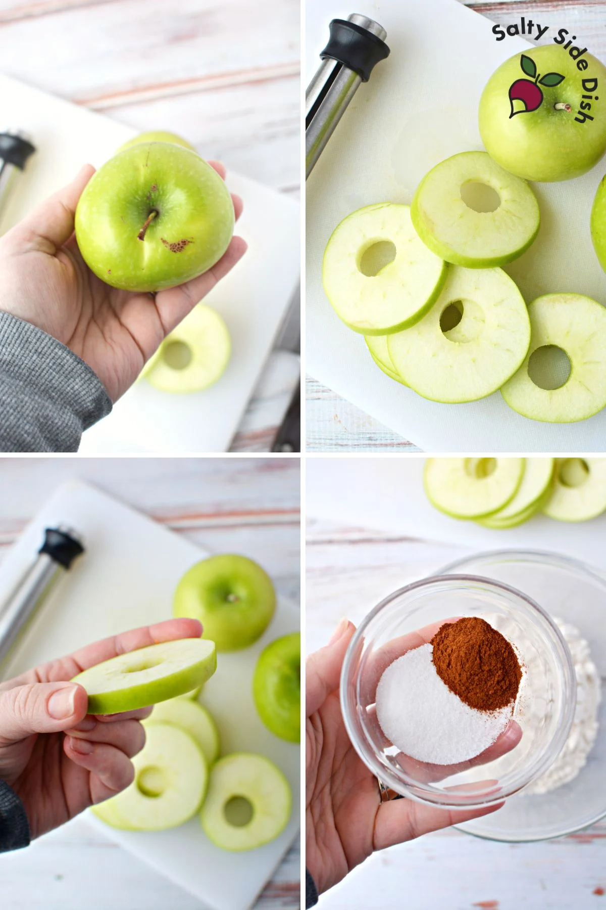 slicing apples and making cinnamon sugar dip.