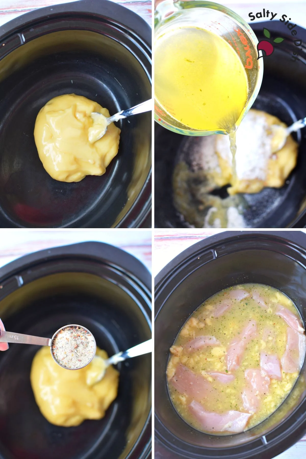 creamy chicken in a slow cooker.