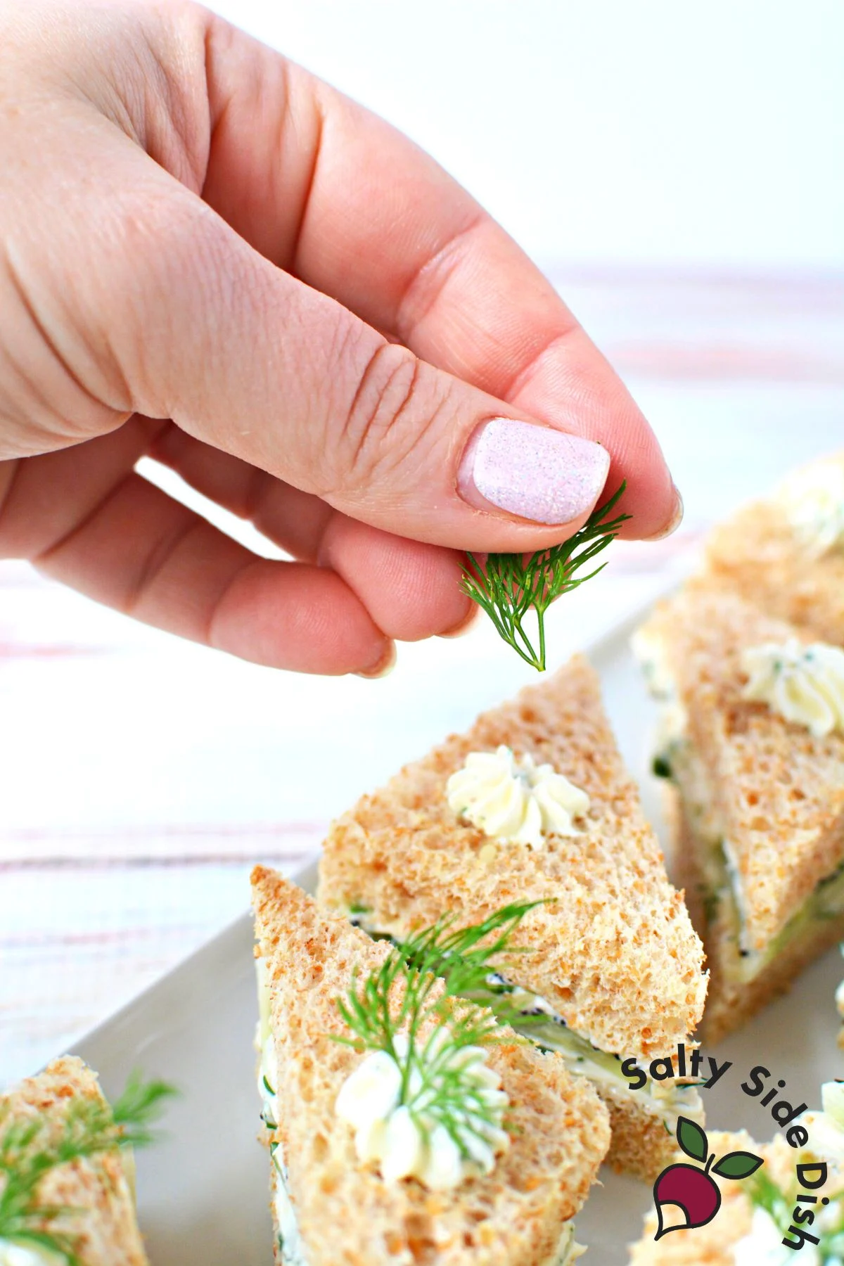 add fresh herbs to sandwich.