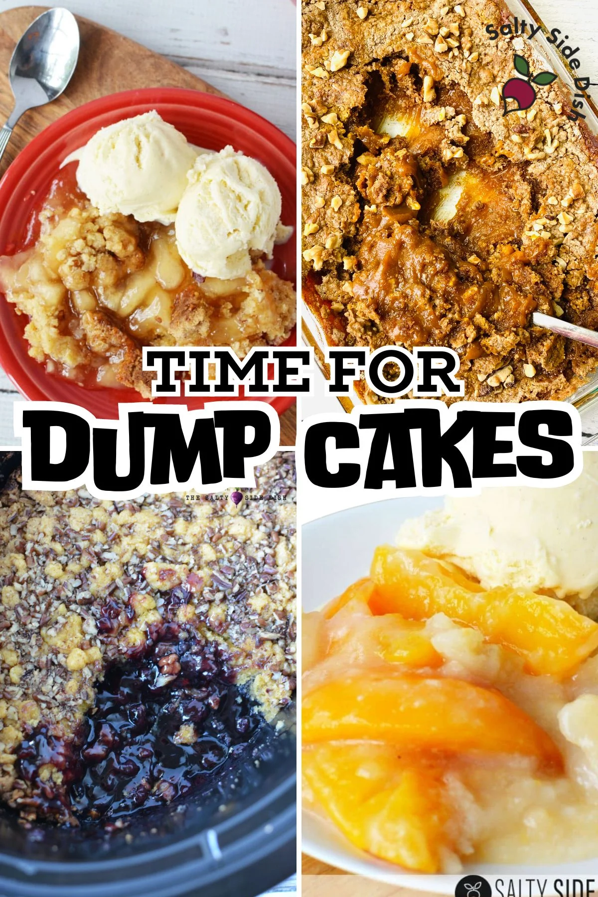 collage of four different fruit dump cakes.