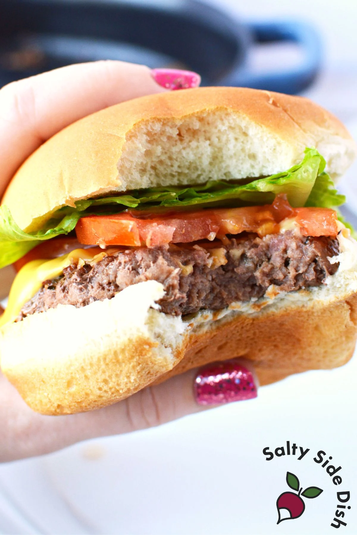 a bite out of a burger.