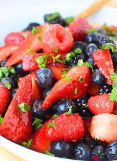 mixed berries from leftover fruit salad are a great cheesecake topping idea.