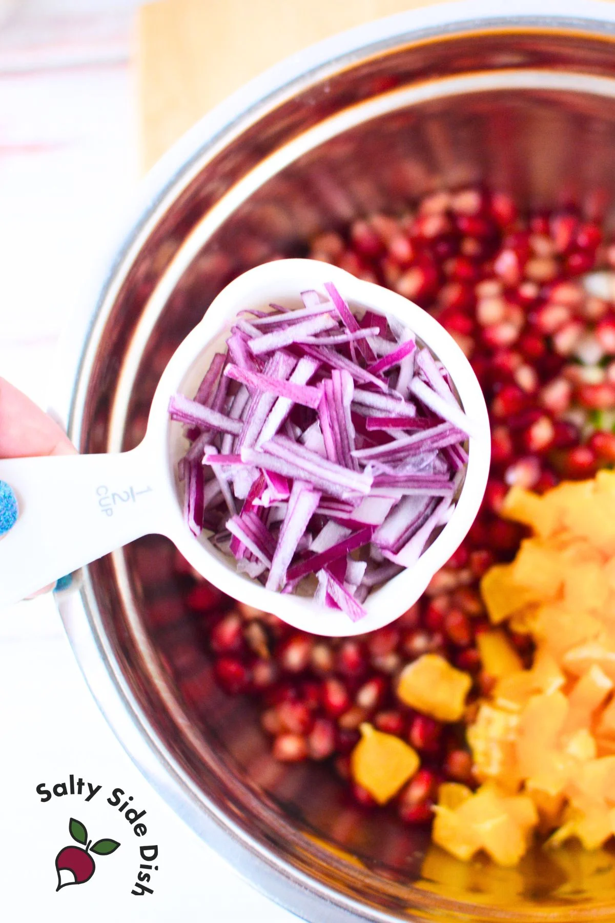 what makes this salad unique is its finely chopped vegetables over large chunks.