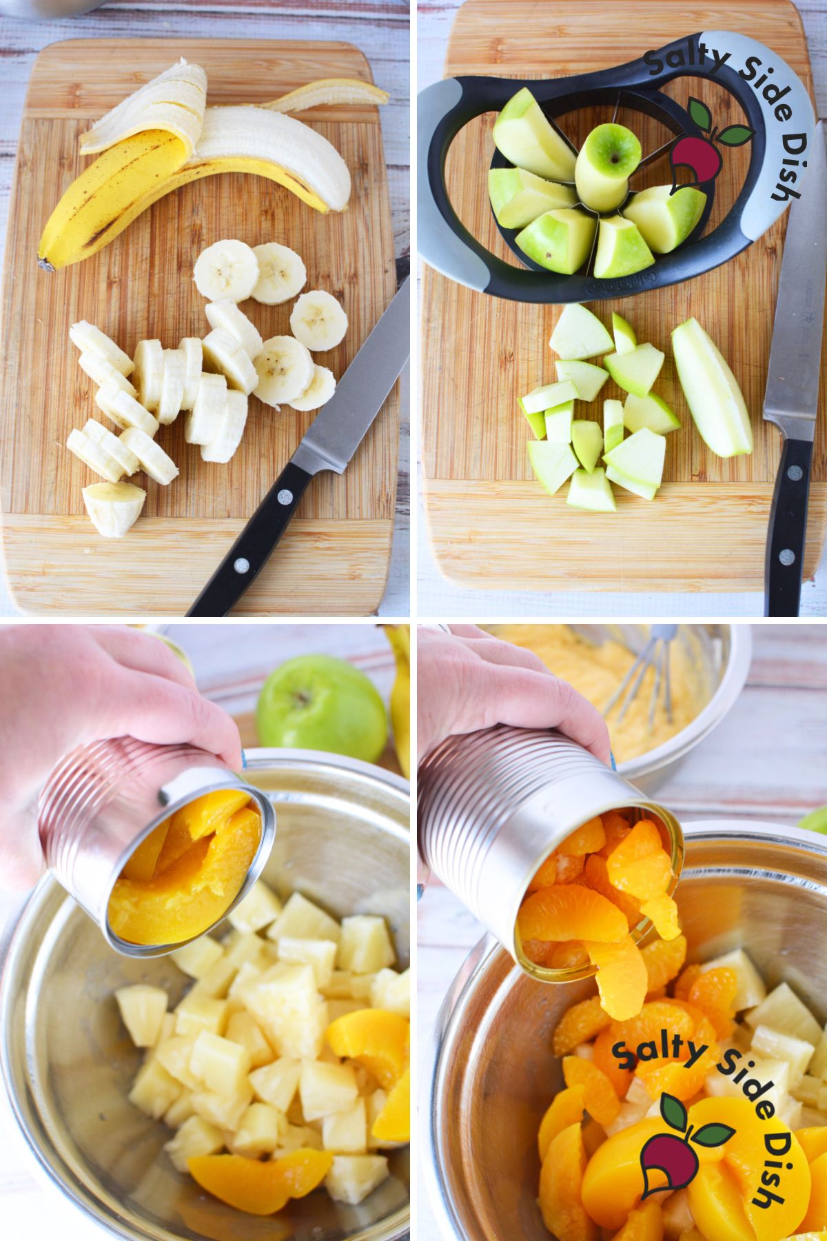 Freshly chopped fruits for fruit salad.