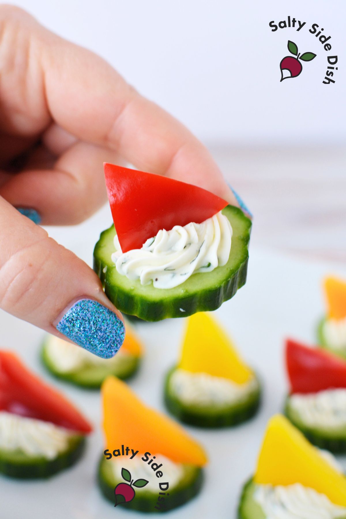 one slice of cucumber is the perfect bite for a party.