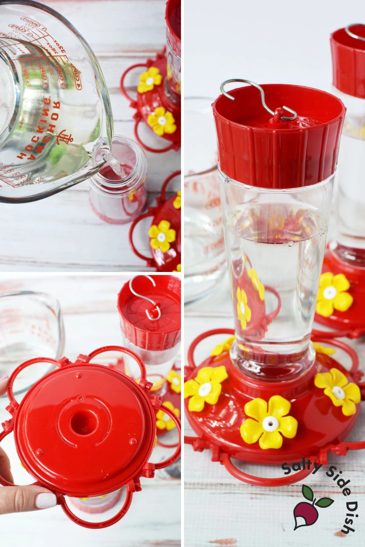 Pouring nectar into hummingbird feeder
