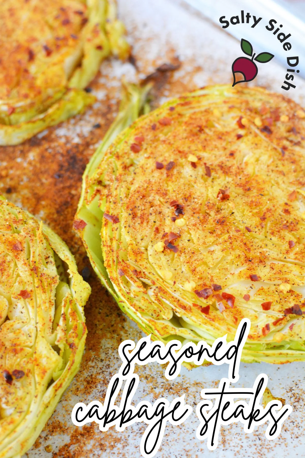 Roasted cabbage steaks fresh out of the oven