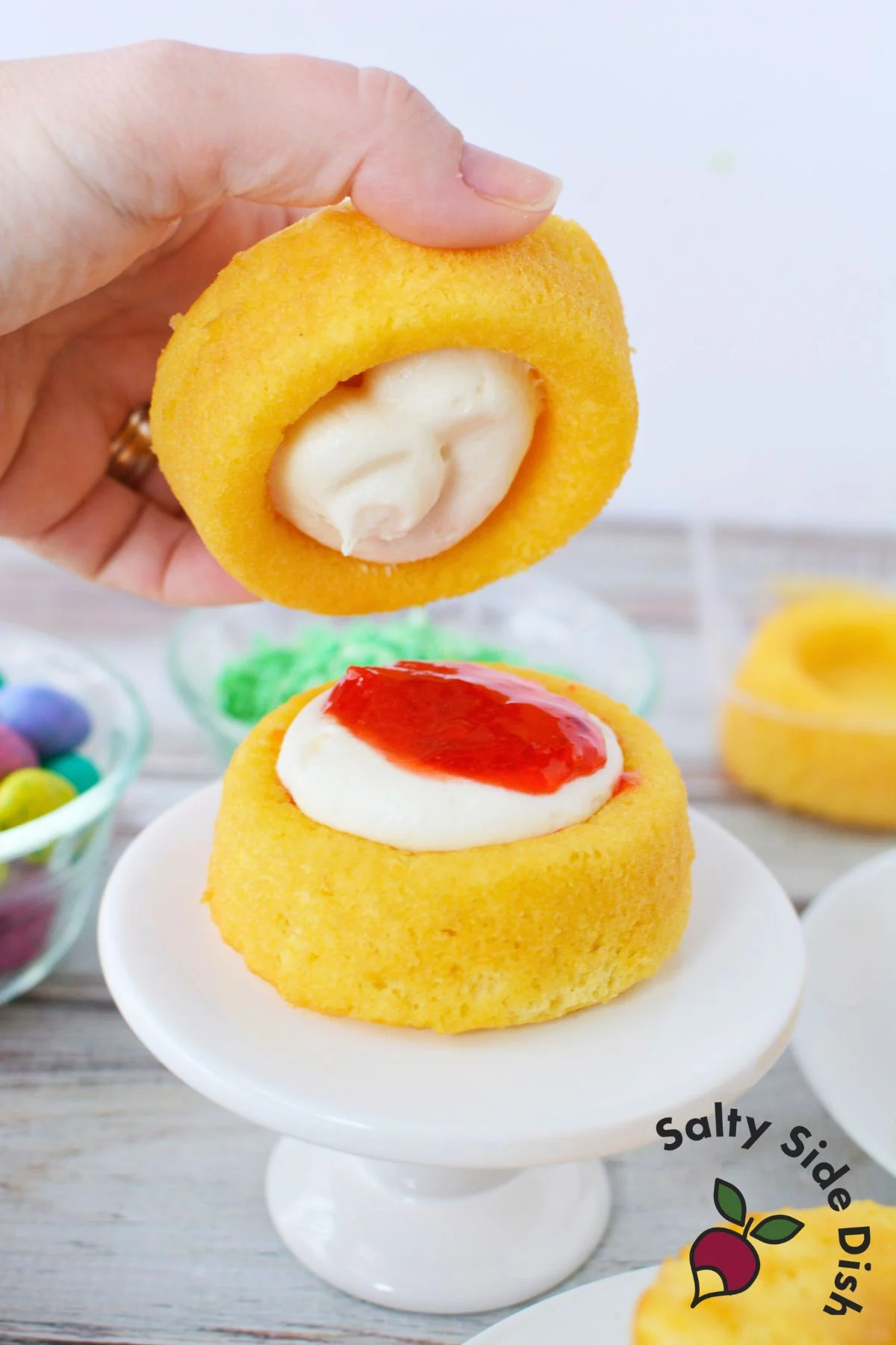 layered cakes with fruits enhance boxed mix.