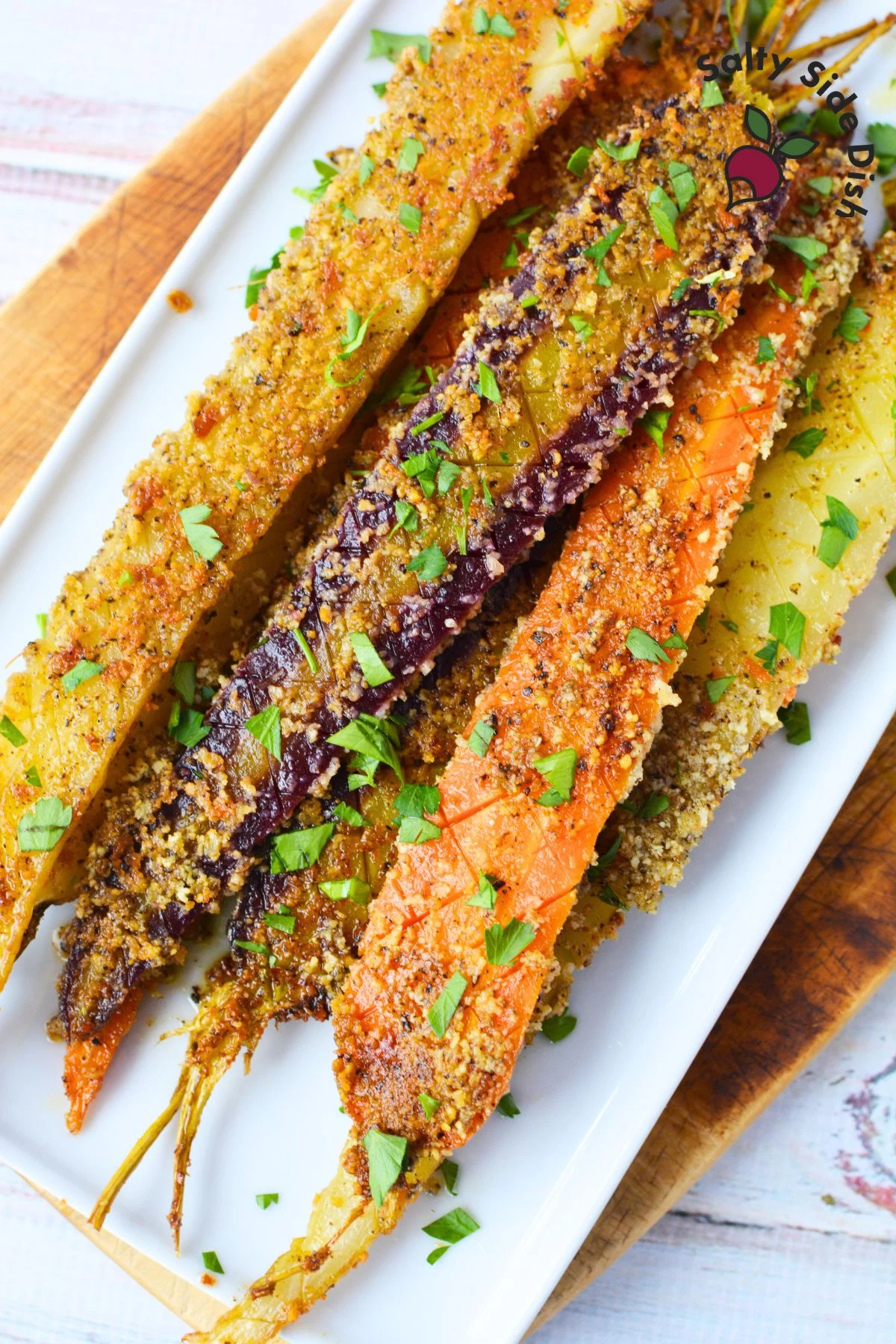 Parmesan Crusted Rainbow Carrots
