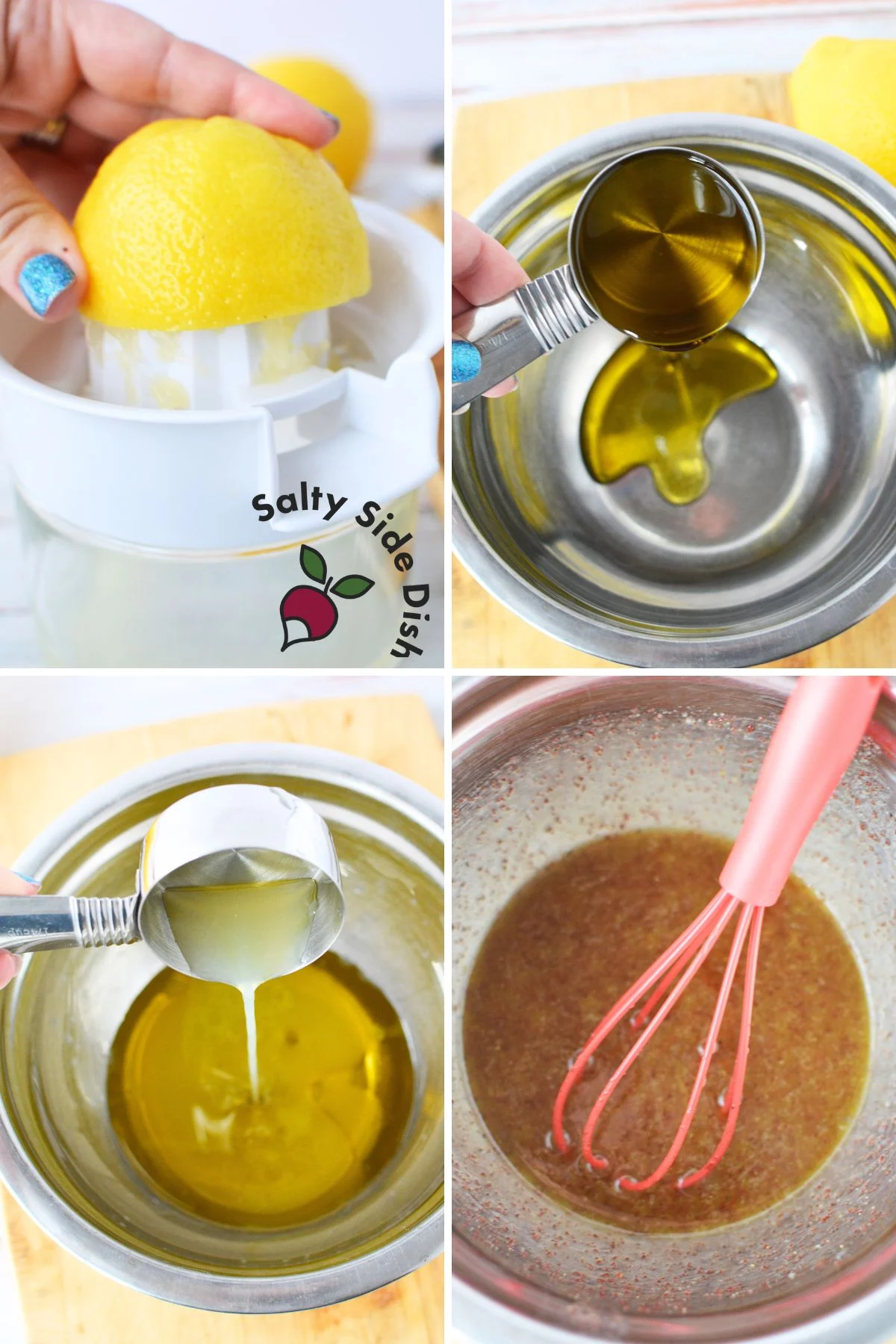 homemade lemon dressing is perfect for pomegranate salad.