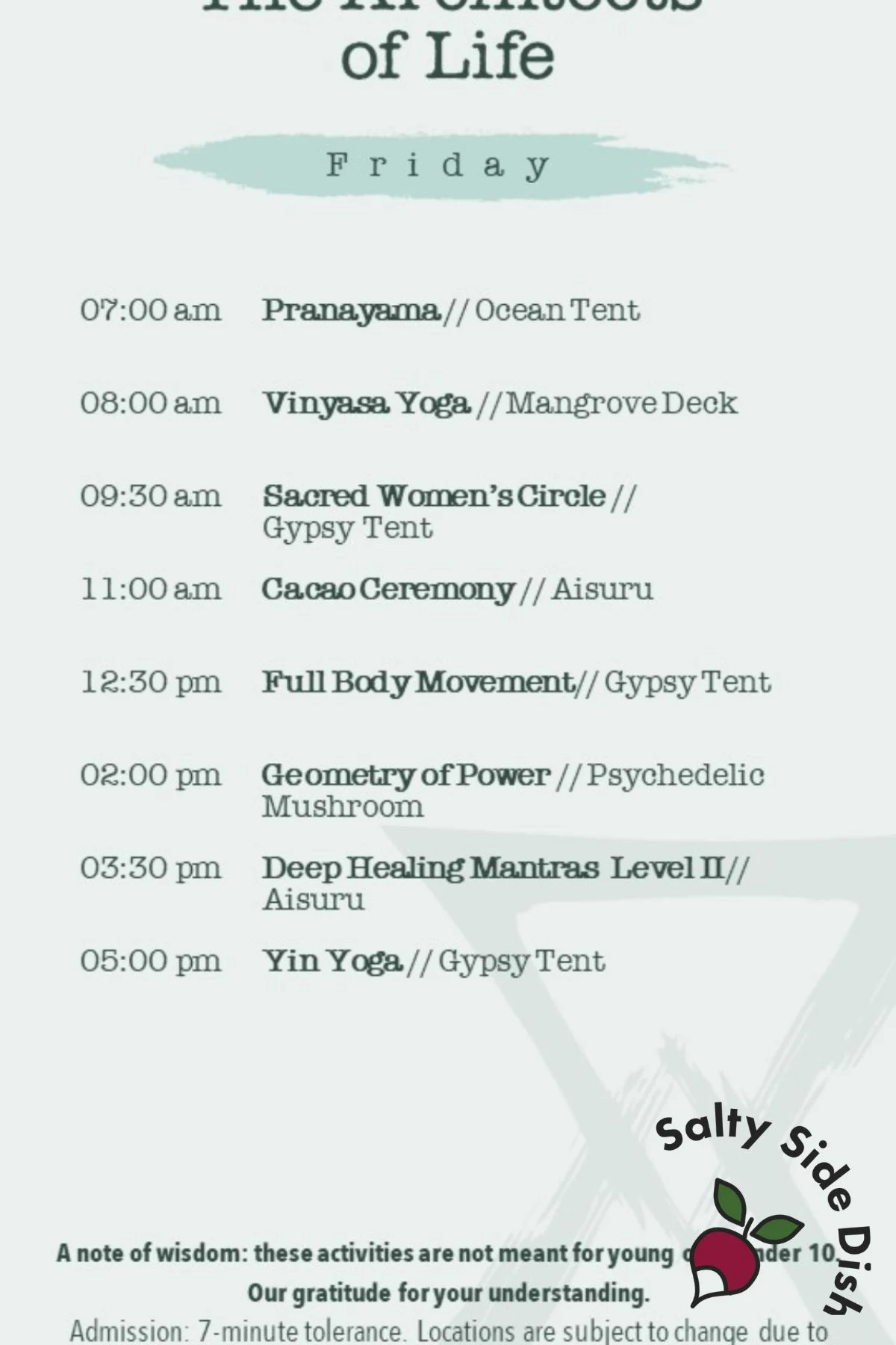 a schedule during the resort stay.