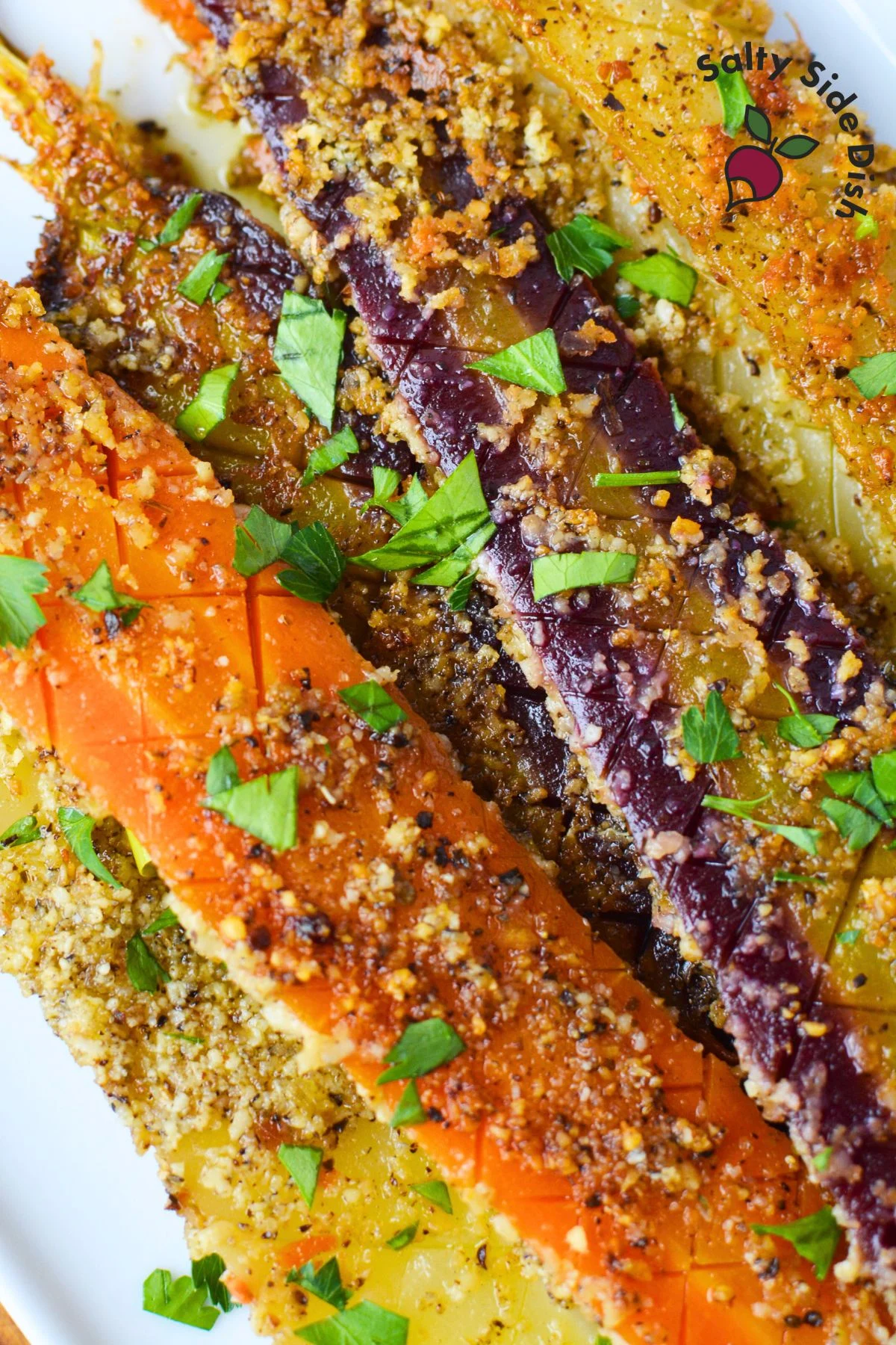 close up of crusted carrots.