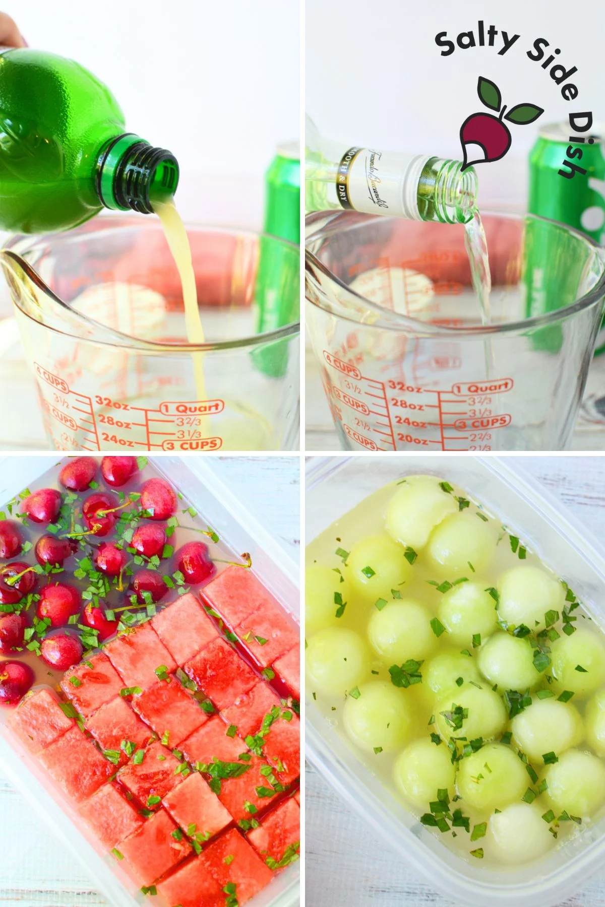 Close-up of alcohol-soaked fruit skewers