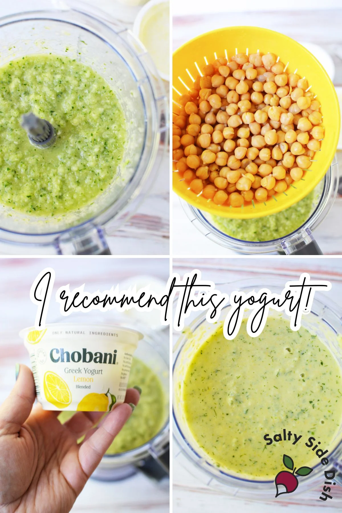 Blending cucumber gazpacho ingredients in a blender.