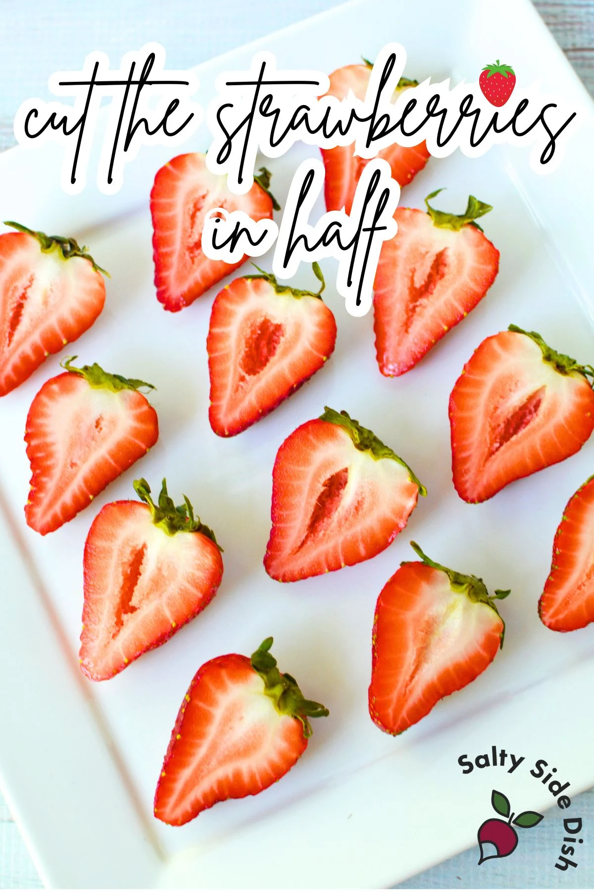 Strawberry halves ready to be filled with cheesecake dip