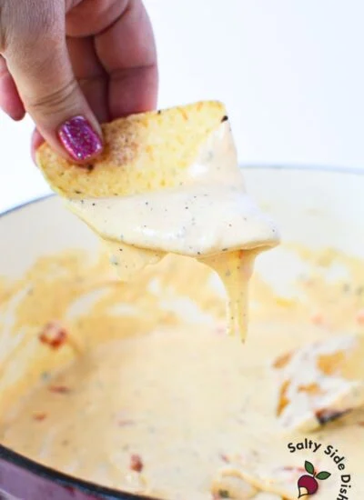 dip recipe with queso and ranch perfect for a summer party like july 4th.