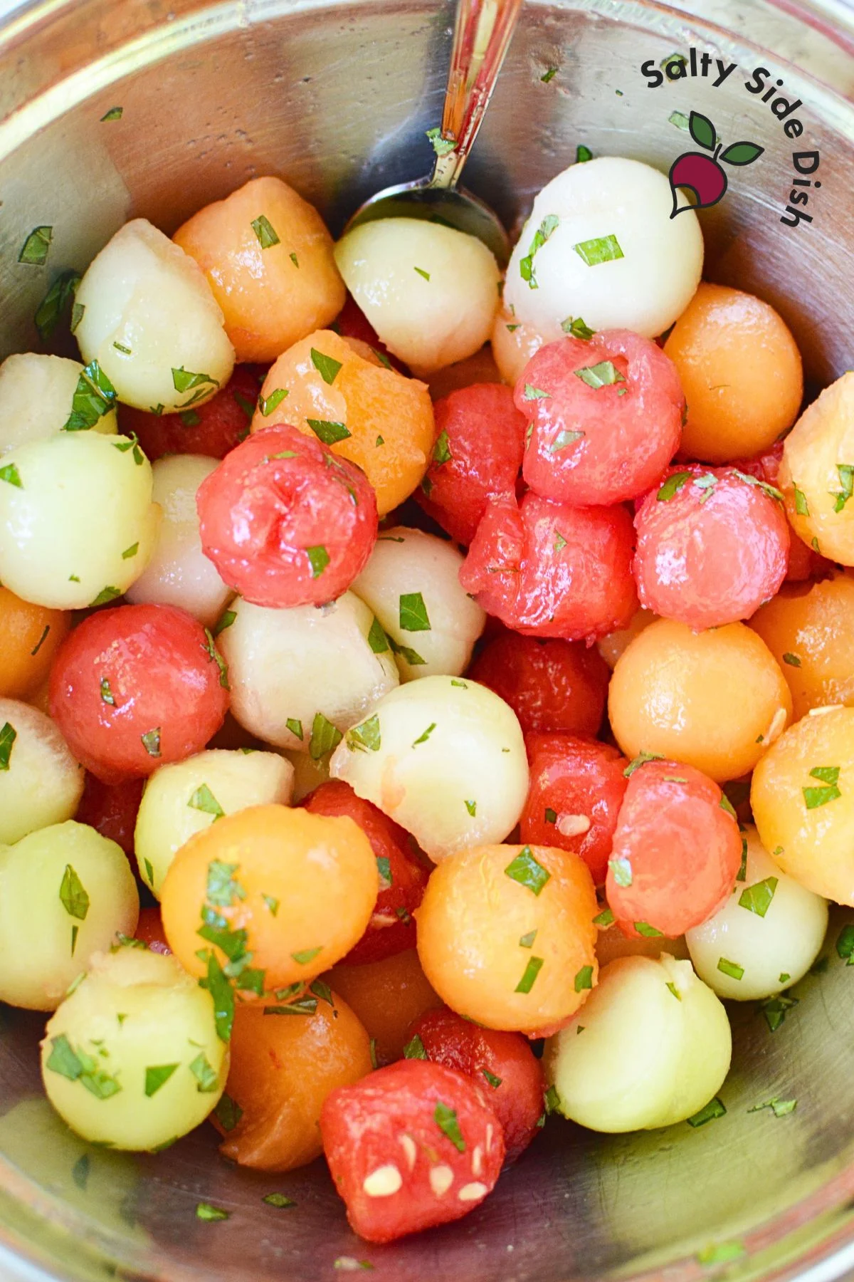 melon fruit salad with melons only.
