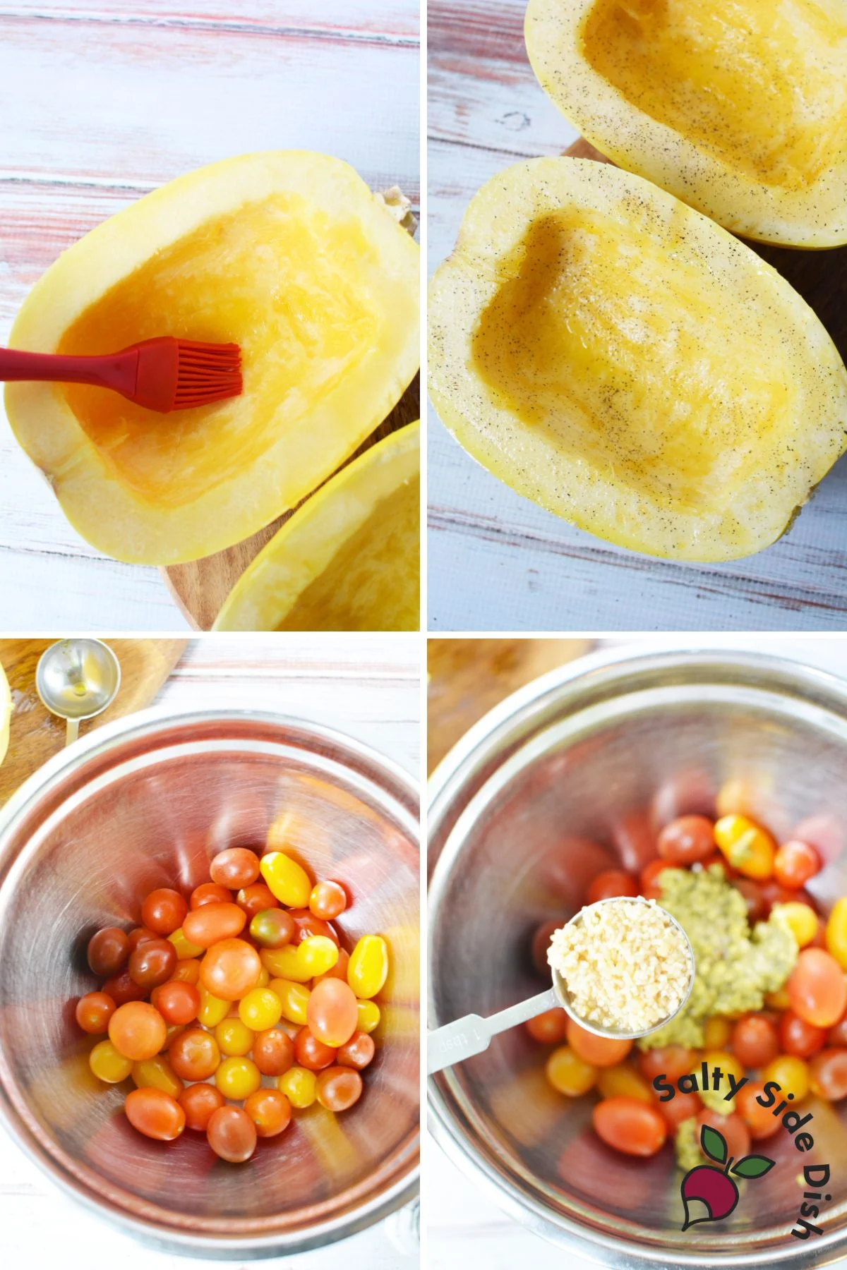 Spaghetti squash recipe with pesto and feta cheese