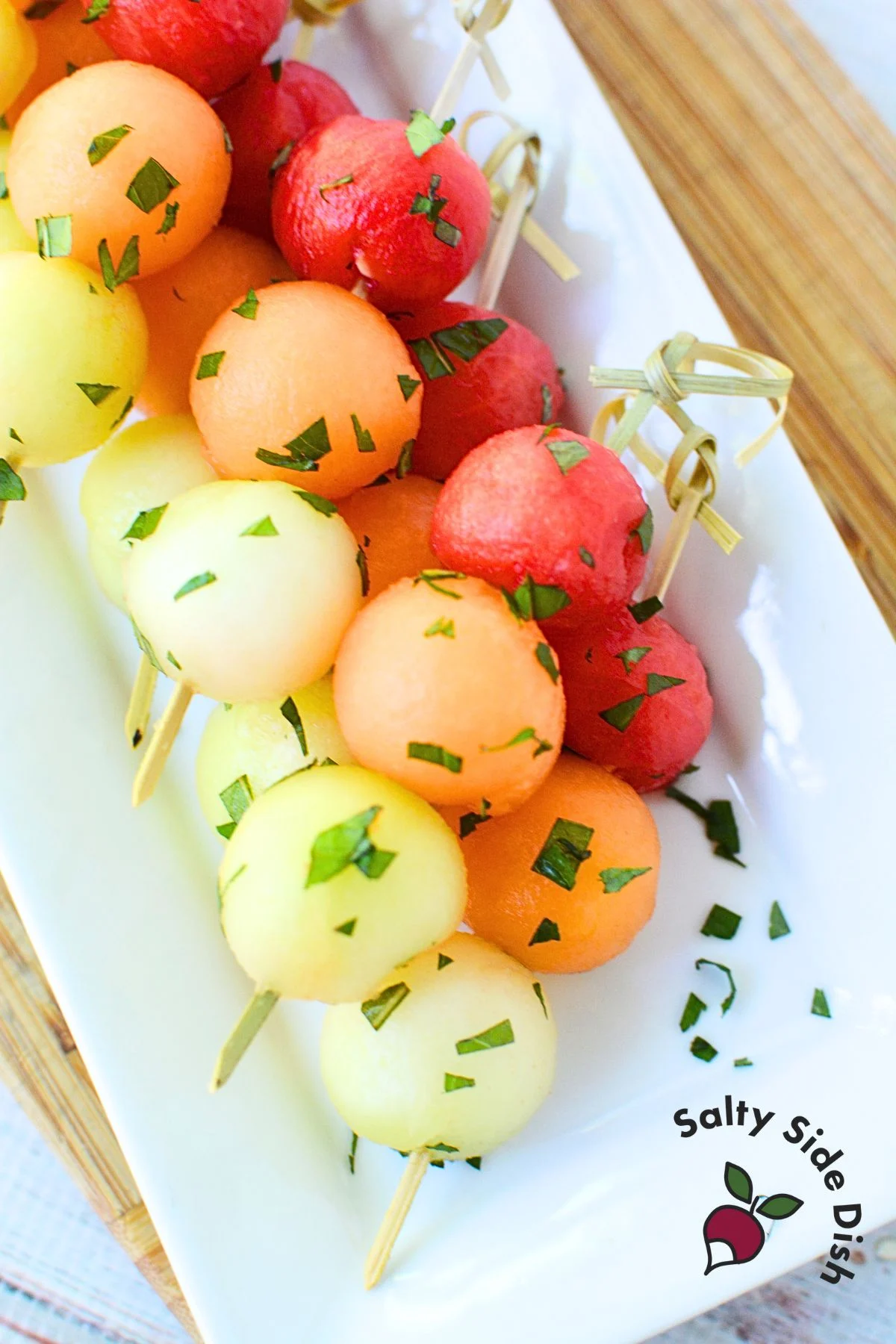 rainbow fruit skewers for a sweet part of an appetizer tray.
