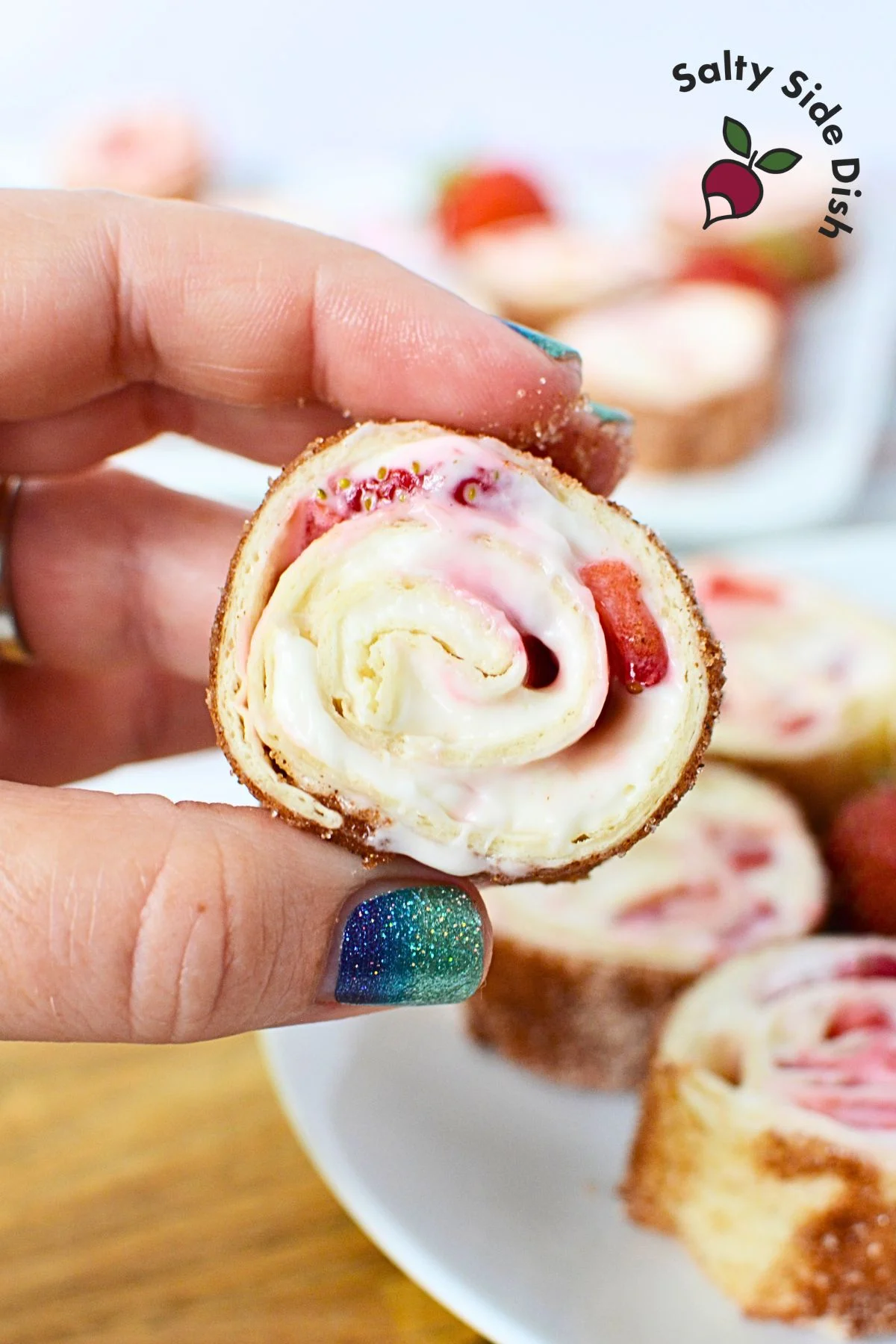 Party pinwheels with fresh fruit ready to serve