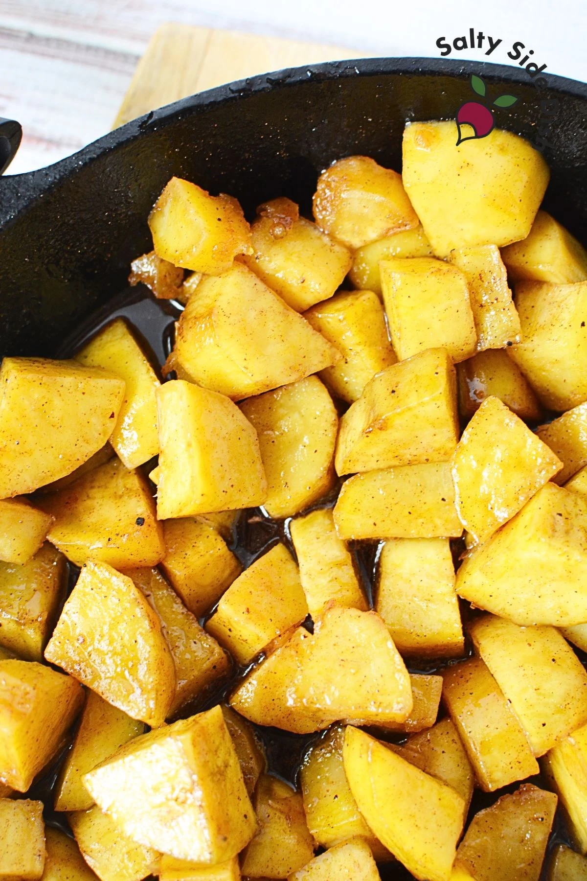 southern yams with brown sugar in a skillet.