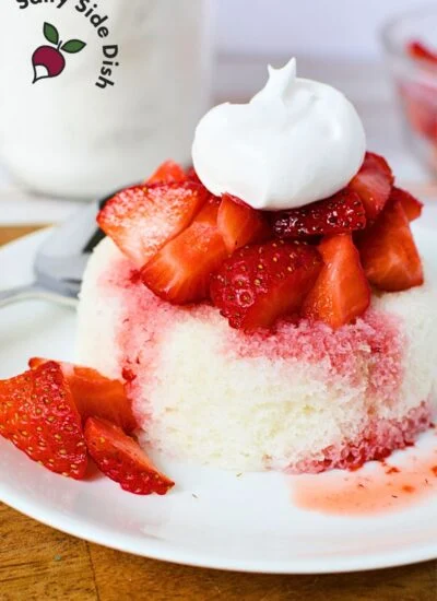 recipe for strawberry shortcake made with angel food cake.