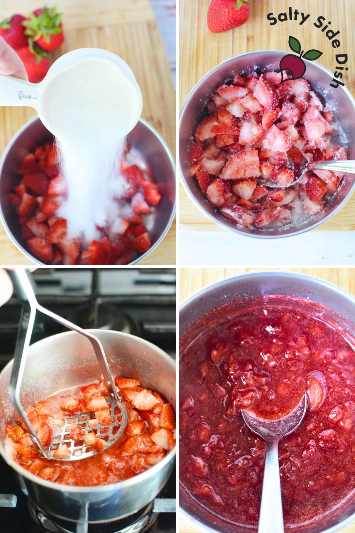 Strawberry Sauce recipe on the stove.