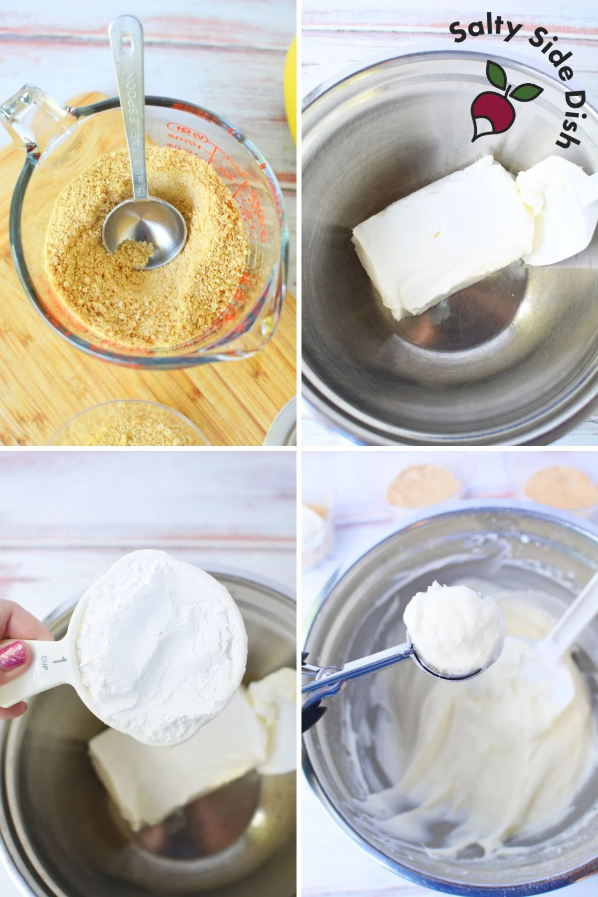 creating a cream cheese cup filling with graham crackers.