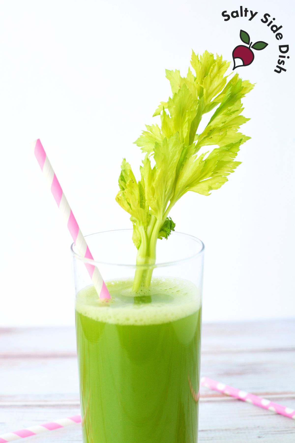 juice with a stalk as garnish.