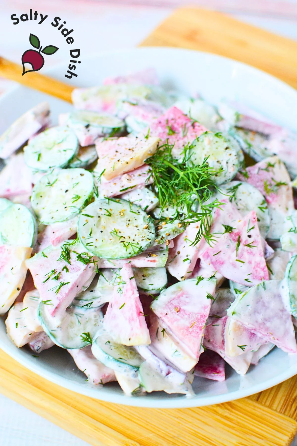 easy radish salad ready to be served as a side dish recipe.