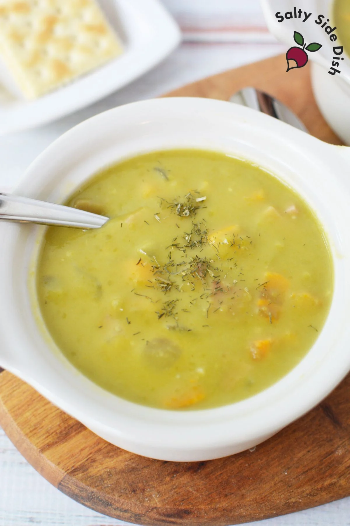 bowl of split pea soup.