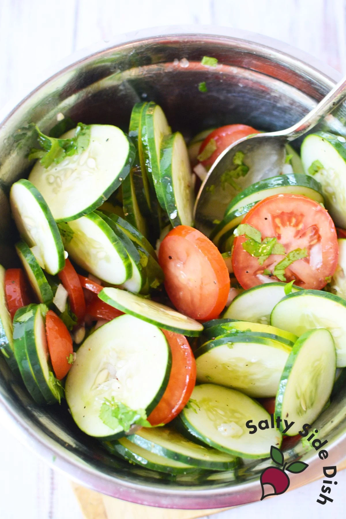combine dressing and vegetables in a bowl.
