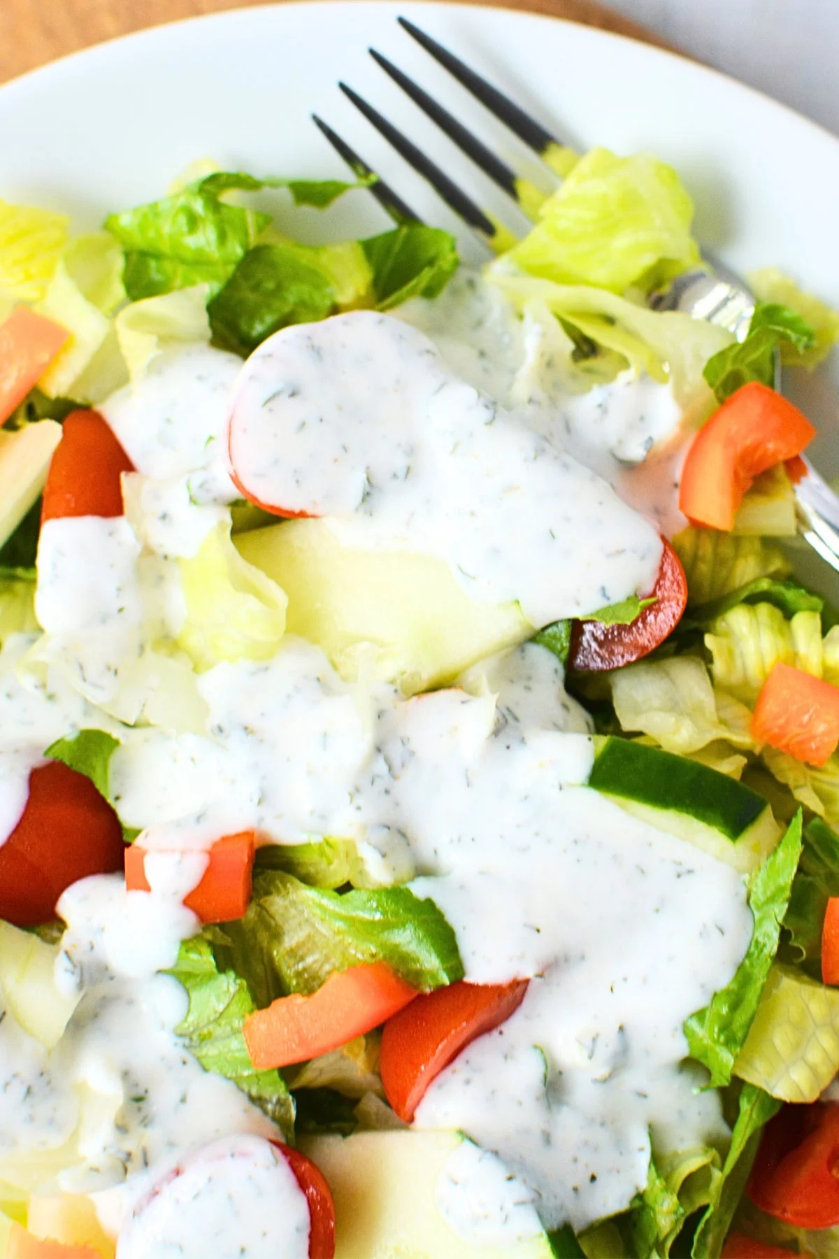creamy dill dressing recipe ready for a side salad.