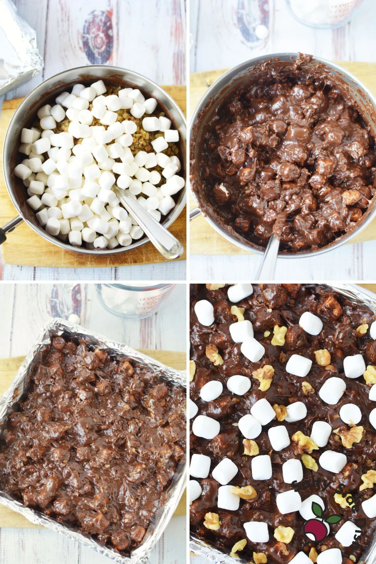how to layer a rocky road fudge recipe.