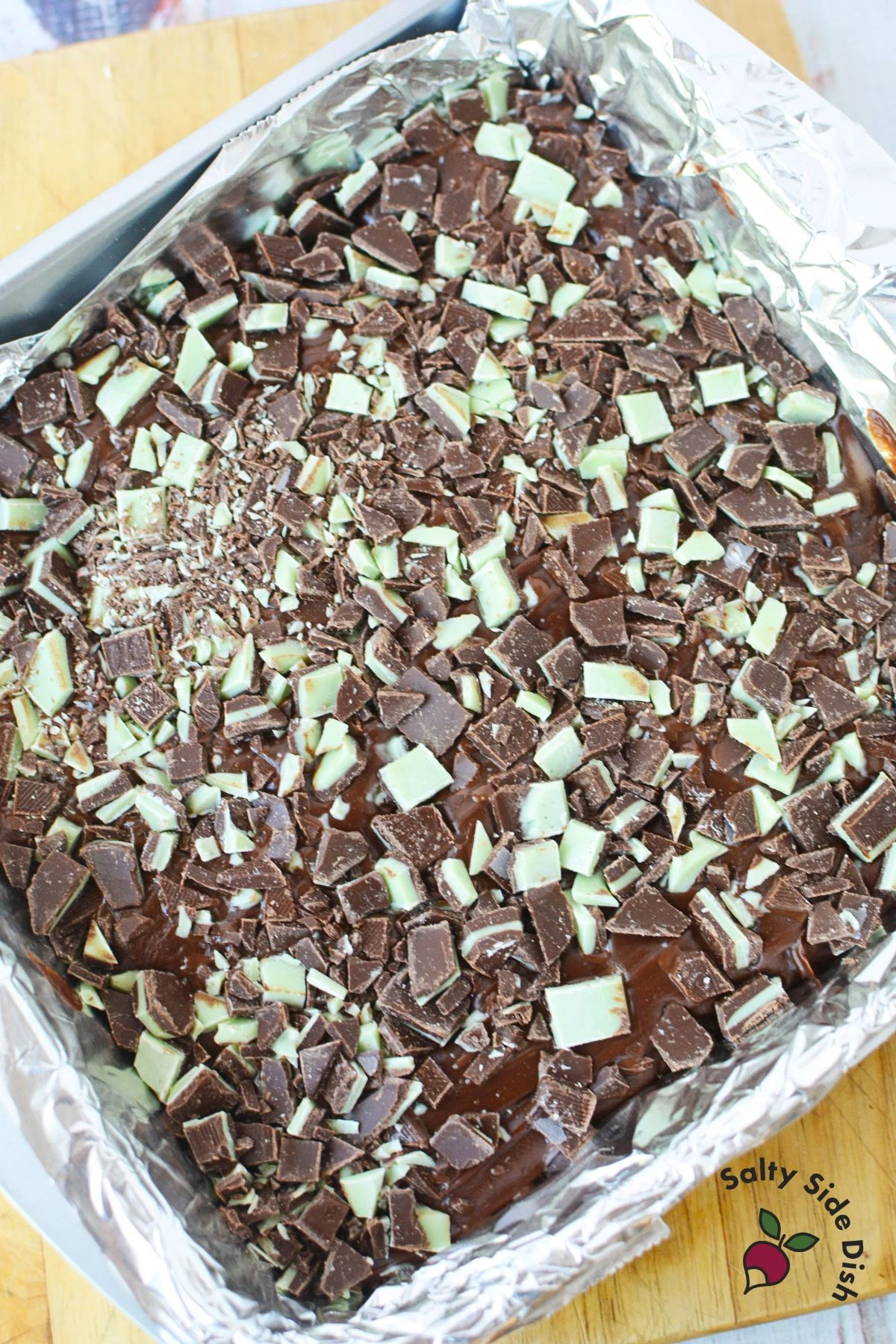 andes mint fudge in a dish.